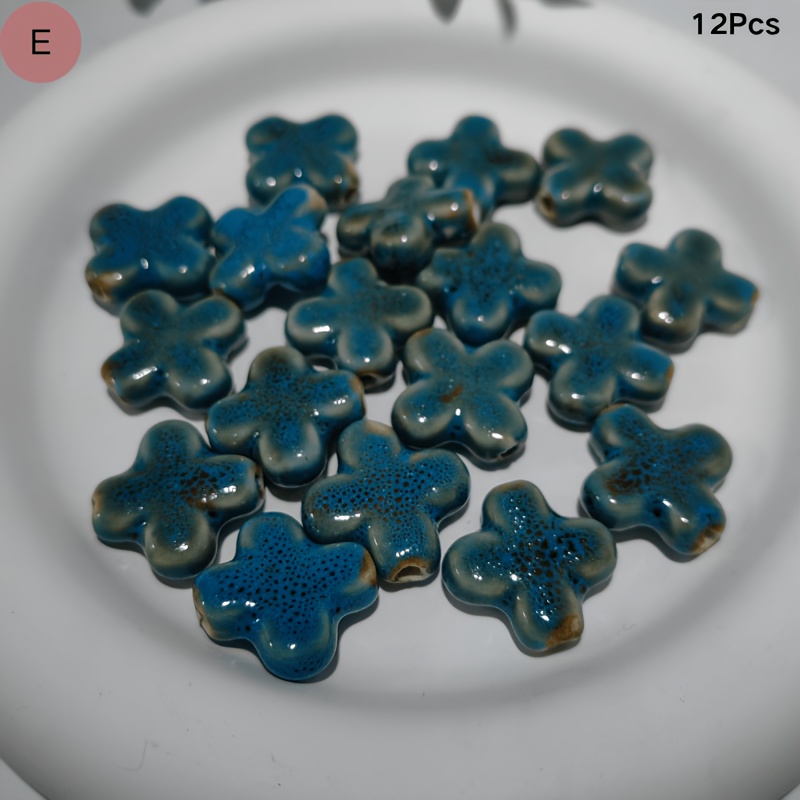 12pcs Colorful Large Hole Ceramic Cross Beads for DIY Jewelry